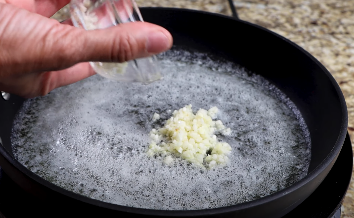 melting the butter and saute the garlic